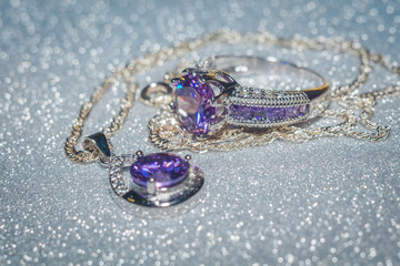 Silver Pendant with Purple Zircon