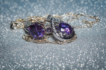 Silver Pendant with Purple Zircon