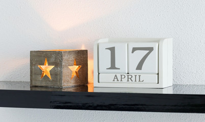 White block calendar present date 17 and month April