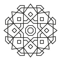 Mandala-Mandala. Round Element For Coloring Book. Black Lines on White lines-simple-90
