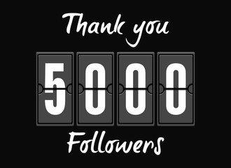 5000 followers . Greeting card for social networks.