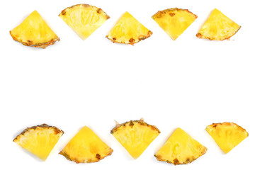 Sliced pineapple isolated on white background with copy space for your text. Top view