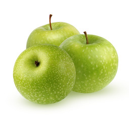 Green apples isolated on a white background.