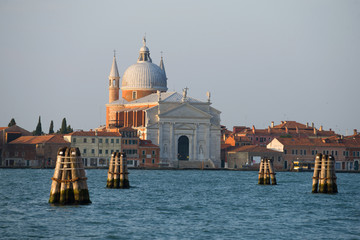 Fototapeta na wymiar The Church of Il Redentore on a sunny morning. Giudecca Island, Venice