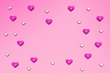 Valentine Hearts pattern background. 3d render.