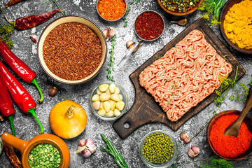 Beef minced meat with aromatic spices and herbs.