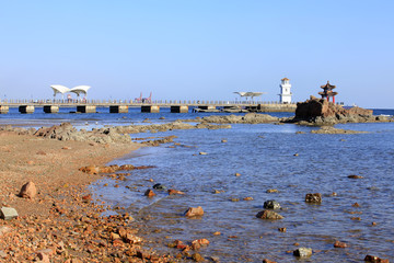 The seaside scenery and the seaside pier