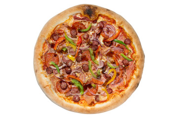 Italian pizza with a bead in the assortment on a white background