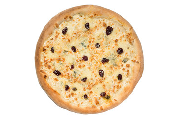 Italian pizza with a bead in the assortment on a white background