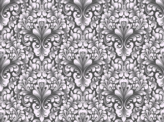 Vector damask seamless pattern background. Classical luxury old fashioned damask ornament, royal victorian seamless texture for wallpapers, textile, wrapping. Exquisite floral baroque template.