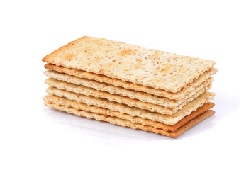  whole wheat cracker on white background, crackers isolated