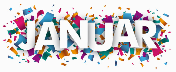 Januar Banner mit Konfetti