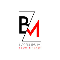 BM logo letter separated by a black zigzag line