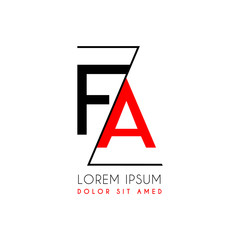 FA logo letter separated by a black zigzag line