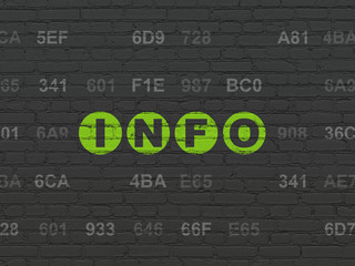 Data concept: Painted green text Info on Black Brick wall background with Hexadecimal Code