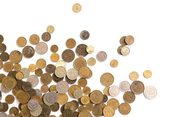 Old USSR coins on a white background