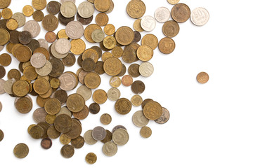 Old USSR coins on a white background