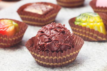 Close up of handmade chocolate candy