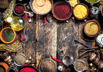 Various fragrant spices and herbs.