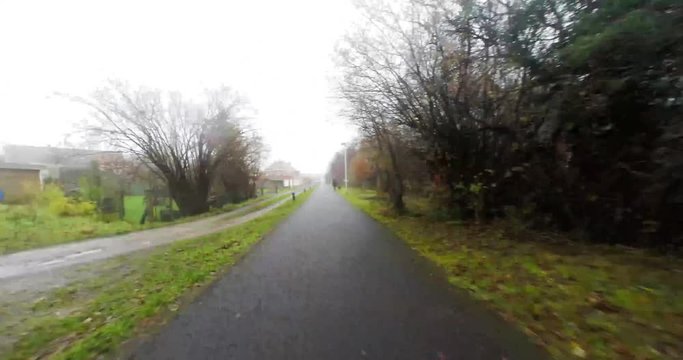timelapse of a bicycle tour in the fog