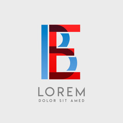 EB logo letters with "blue and red" gradation