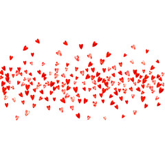 Valentines day heart with red glitter sparkles. February 14th day. Vector confetti for valentines day heart template. Grunge hand drawn texture. Love theme for gift coupons, vouchers, ads, events.