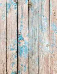 old wooden boards painted with blue paint