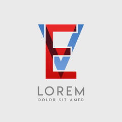 EV logo letters with "blue and red" gradation
