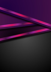 Dark purple abstract background with neon stripes