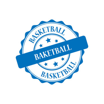 Basketball blue stamp illustration