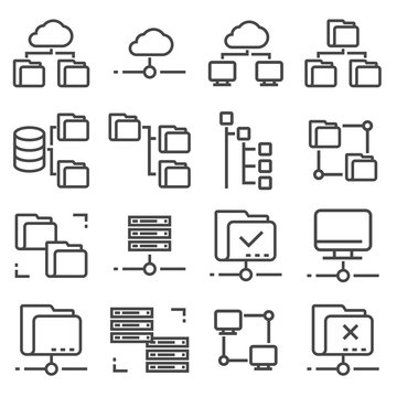 Vector Line Folder Tree Icons set