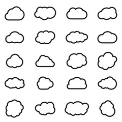 vector line cloud shapes set on white background