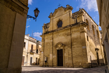 Old church in southern Italy, with exquisite architecture of Lecce city