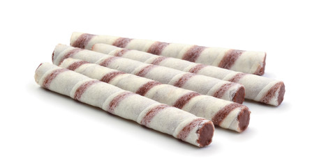 Waffle tubes with chocolate cream