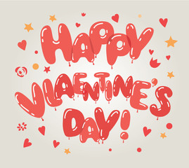 Red Heart Balloons Valentine's Day Card.Love and Valentine's Day concept.Vector illustration EPS 10