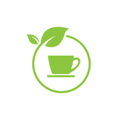 Green tea logo design vector