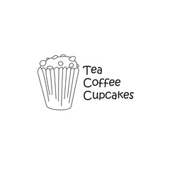 Cafe logo with cupcake in simple style