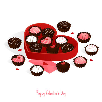 Happy Valentine's Day,isometric Chocolate Cake Gift Set Box Vector