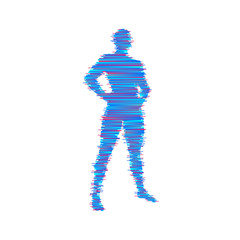 Standing man. 3d human body model. Design element. Man stands on his feet. Vector illustration.