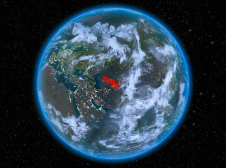 Uzbekistan at night on Earth