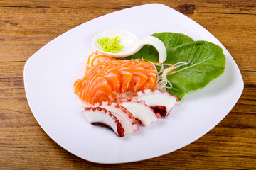 Salmon and Octopus sashimi