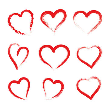 Hand drawn hearts. Design elements for Valentine's day - stock vector.