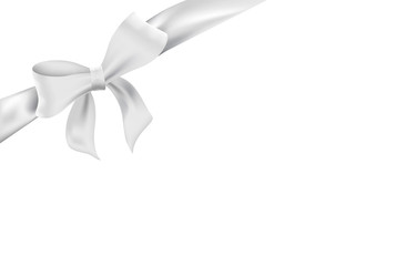 Weiß Schleife. White satin ribbon and bow vector illustration.