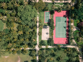 drone view of tennis court