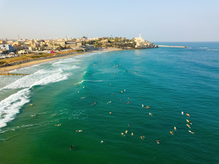 surfing with the old city background