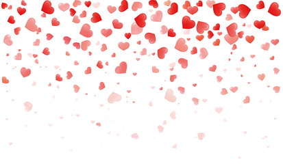 Confetti hearts for Valentine petals falling on white background. Dackground with different colored hearts - stock vector.