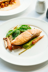 Grilled salmon meat fillet steak