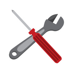 Simple Wrench and Screwdriver Cross Vector Illustration Graphic