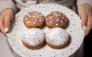 homemade cakes on festive plate