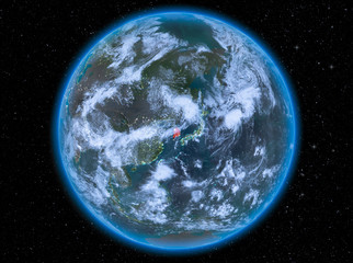 South Korea at night on Earth